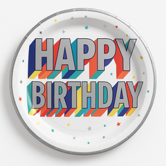 Vibrant Happy Birthday Metallic 9" Round Plate
