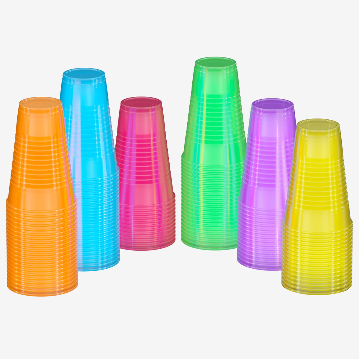 Little Gym - 16 Oz. Neon Assorted Color Plastic Cups - 60 Ct.