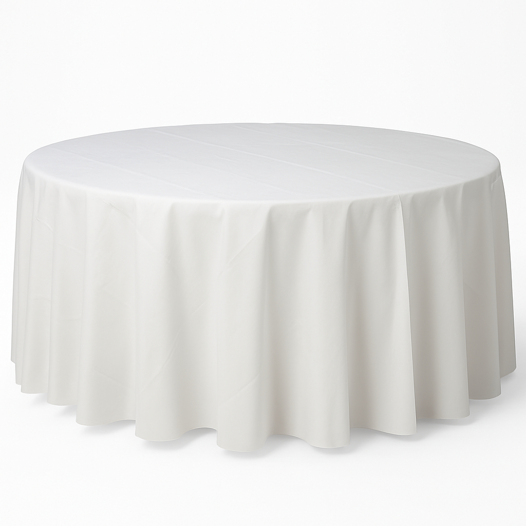 Frosty White Flannel Backed 84-Inch Round Table Cover