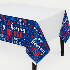 Proud & True Patriotic Plastic Table Cover