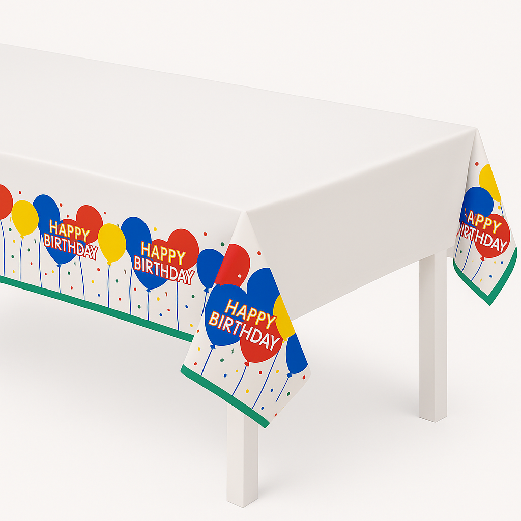 Colorful Balloon Birthday Plastic Table Cover