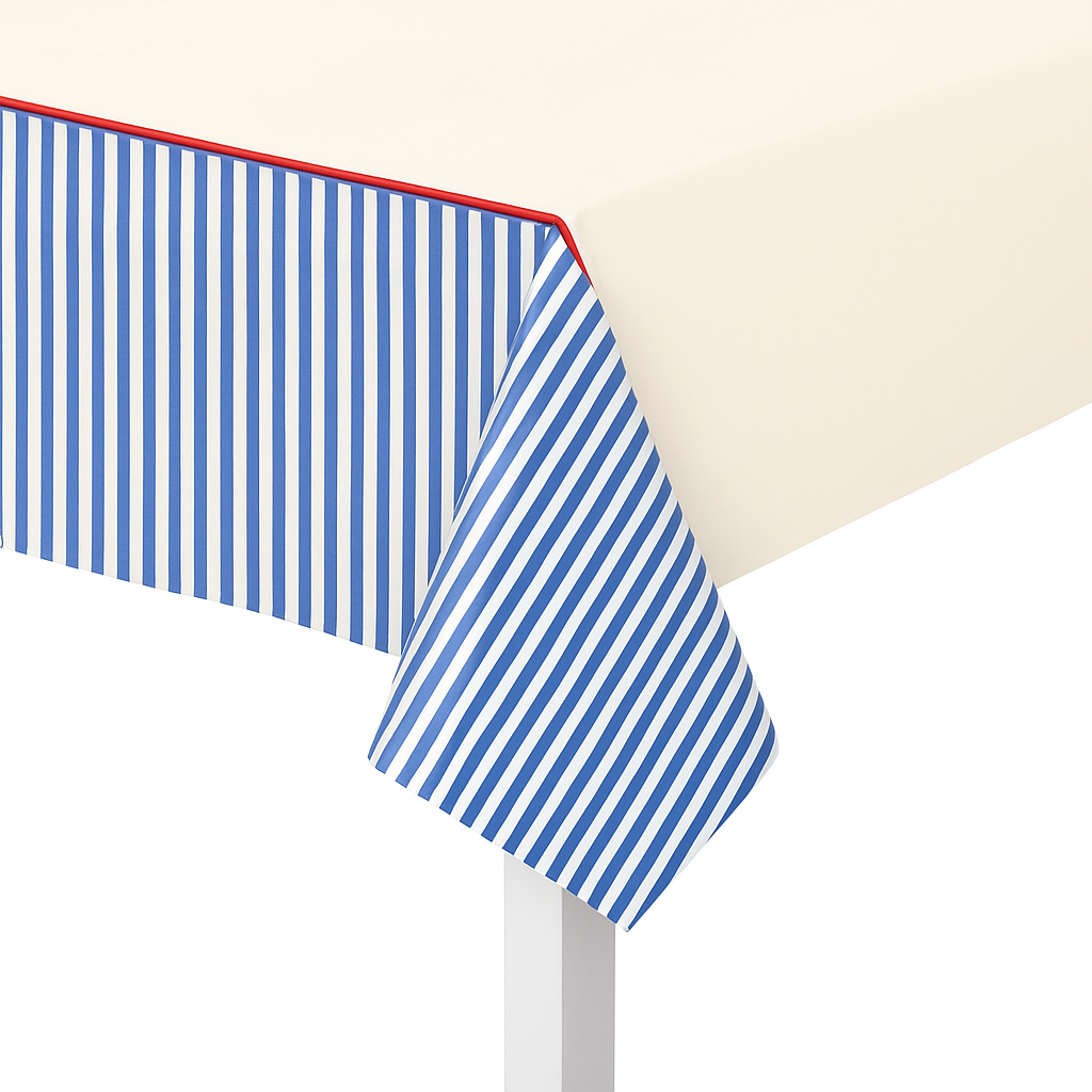 Americana Striped Plastic Table Cover