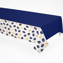 Festive Hanukkah Dreidel and Menorah Plastic Table Cover - 54" x 102"