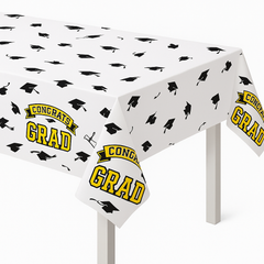 True to Your School Graduation Yellow Plastic Table Cover, 54x84-Inch