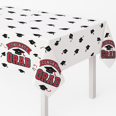 Congrats Grad Maroon Plastic Table Cover - 54x84-Inch
