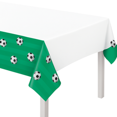 Soccer Themed Reusable Plastic Table Cover, 54" x 102"