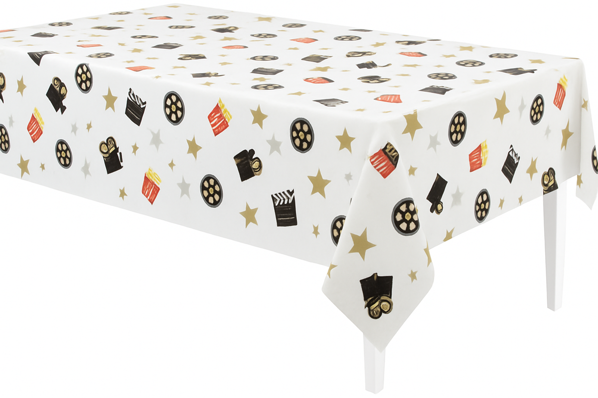 Hollywood Popcorn Plastic Table Cover - 54x102 Inch