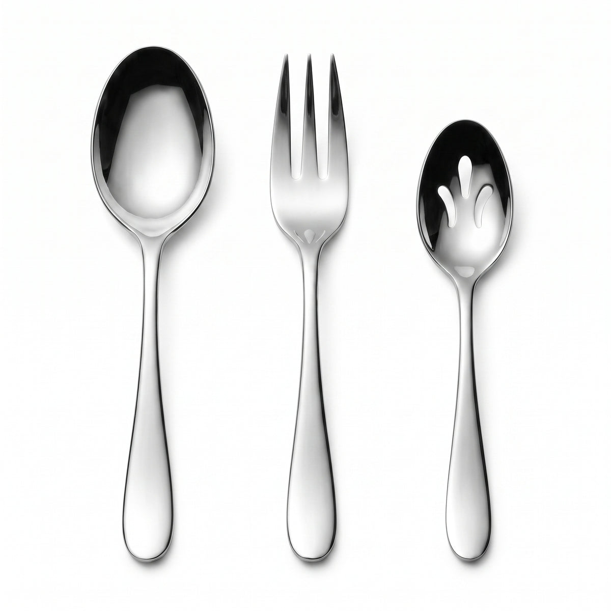 Elegant Silver Serving Spoon and Fork Set