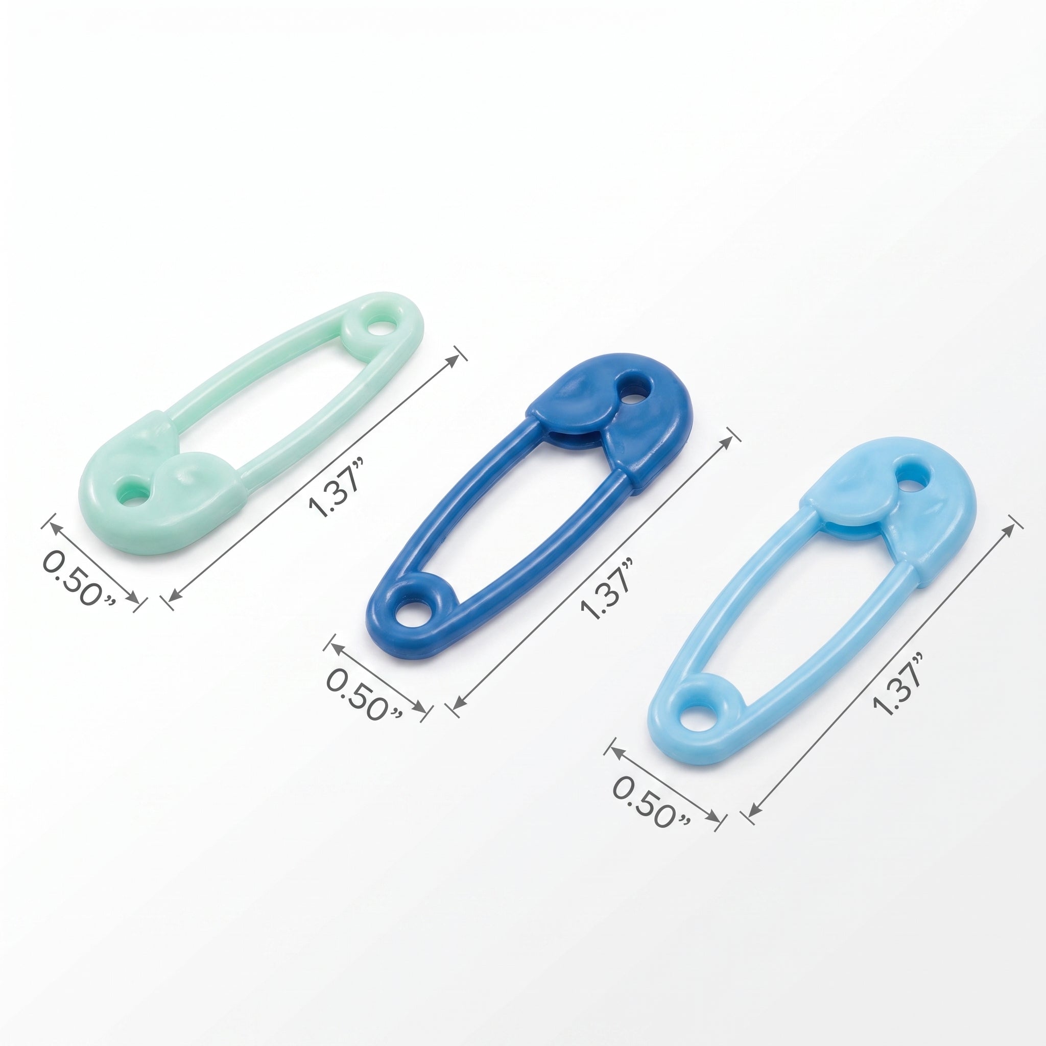 Blue Safety Pin Favor Charms - 24 Pack for Baby Showers