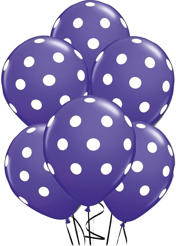 12 In. Lavender Polka Dot Latex Balloon | 6 Count