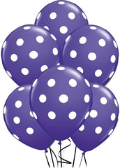 12 In. Lavender Polka Dot Latex Balloon | 6 Count