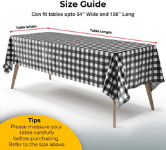 Black Gingham Plastic Table Cover - 54 In. x 108 In.
