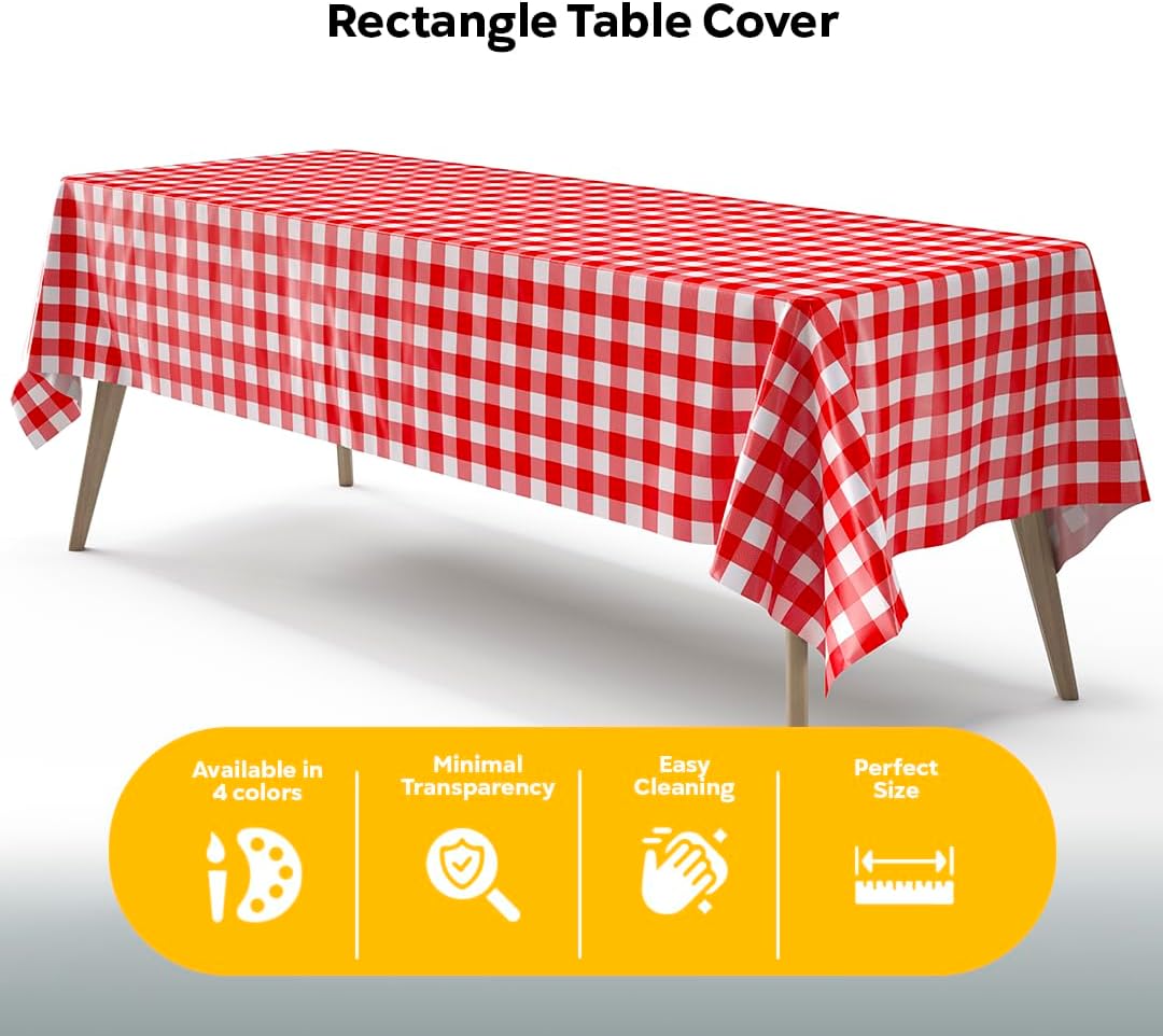 Red Gingham Plastic Table Cover