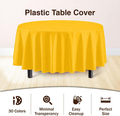 Premium Round Yellow Plastic Table Cover | Case of 96