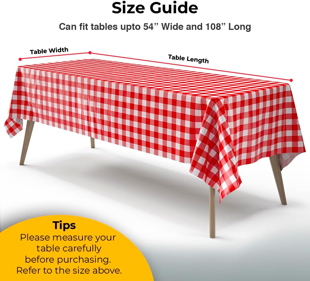Red Gingham Plastic Table Cover