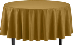 Gold Round Plastic Table Covers | 6 Pack