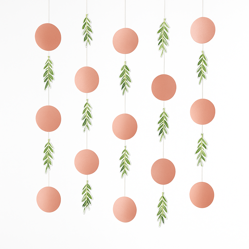 Love & Leaves Hanging Foil Decorations - 7ft, 6 Pack