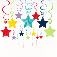 Rainbow Star Swirl Metallic Hanging Decorations