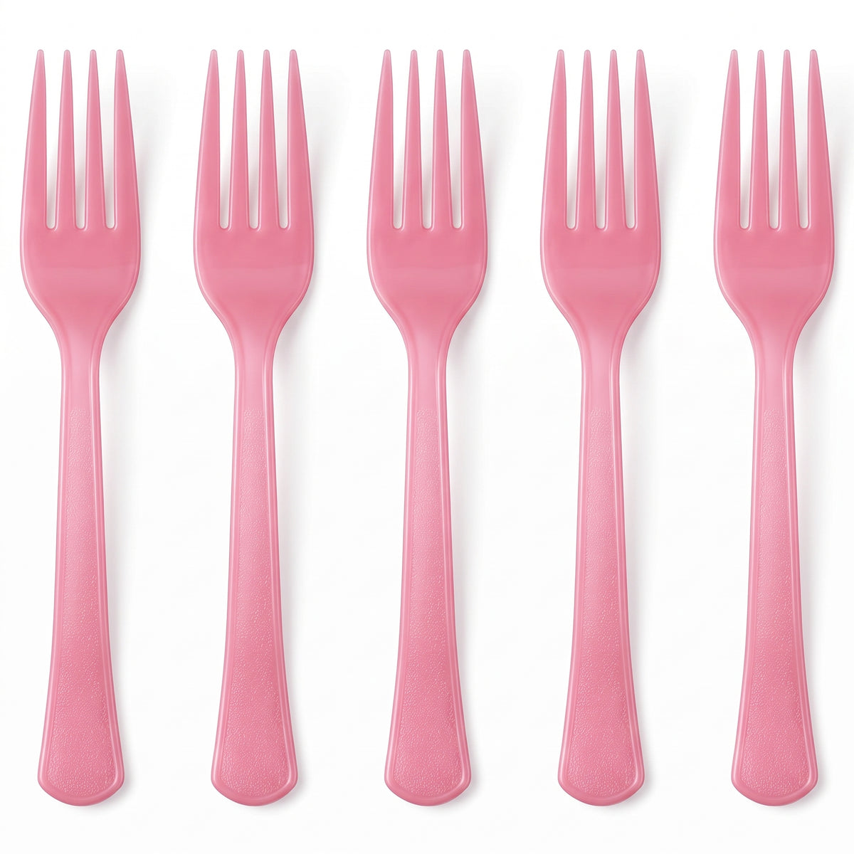 New Pink Plastic Forks - Solid Color Cutlery for Everyday Use - 7.5 in.