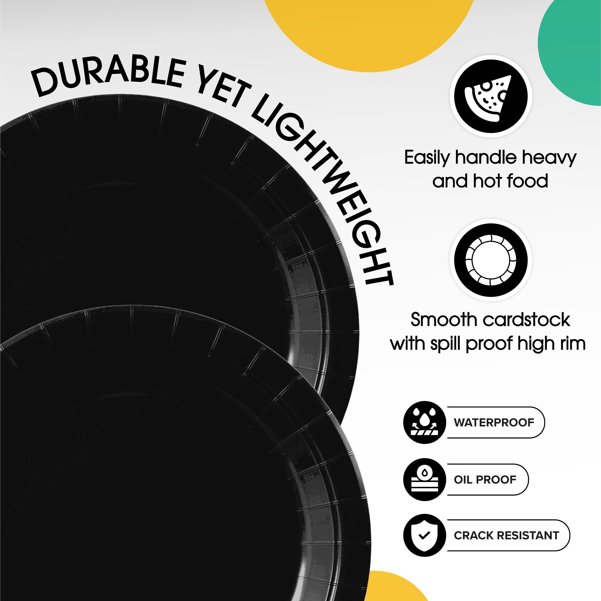 7 In. Black Paper Plates | Case of 1000