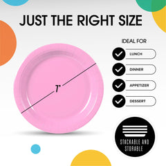 7 In. Pink Paper Plates | Case of 1000