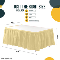 Light Yellow Plastic Table Skirt | 6 Pack - 168 in. x 29 in.