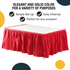 Red Plastic Table Skirt | 6 Pack - 168 in. x 29 in.