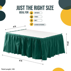 Dark Green Plastic Table Skirt | 6 Pack - 168 in. x 29 in.