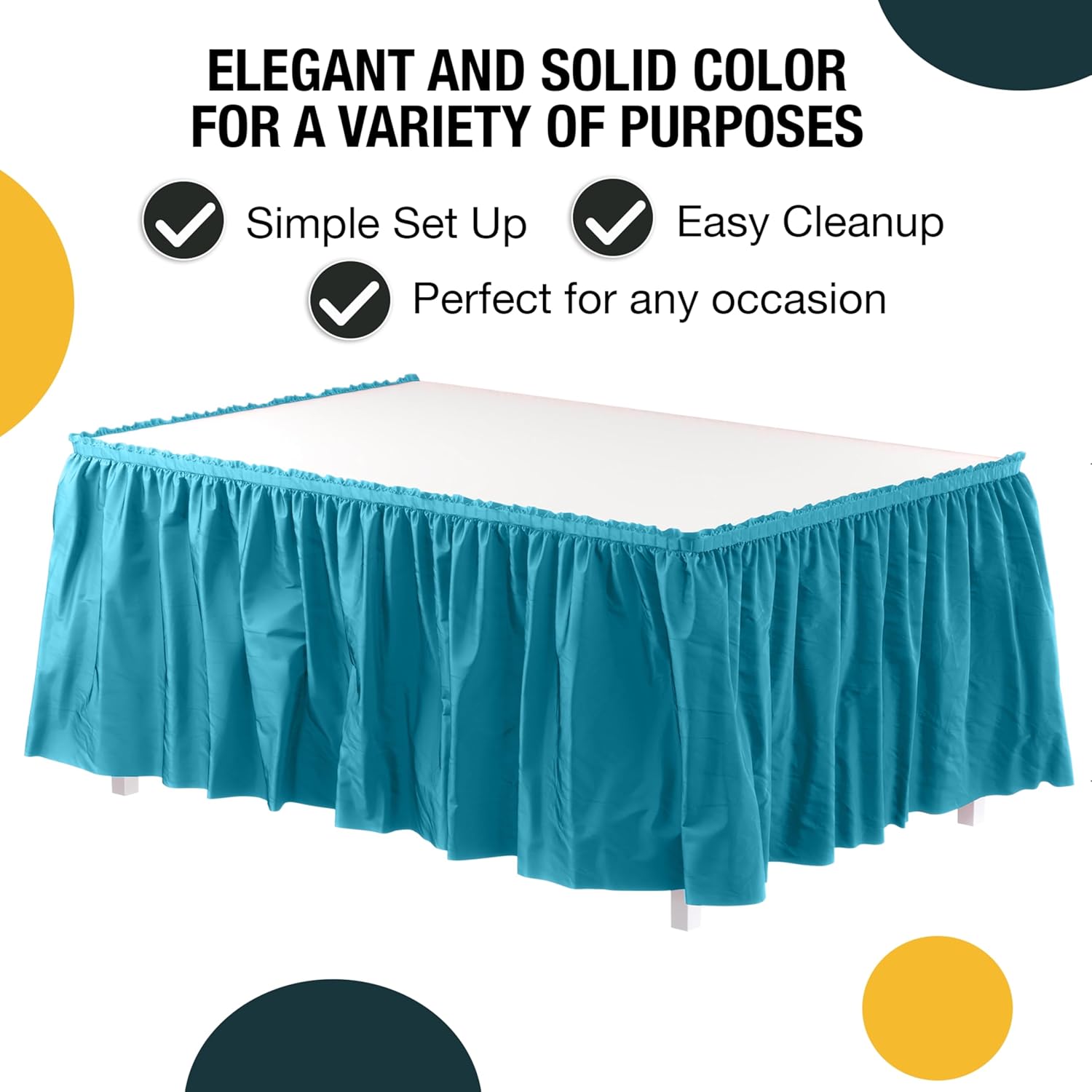 Turquoise Plastic Table Skirt | 6 Pack - 168 in. x 29 in.