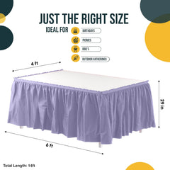 Lavender Plastic Table Skirt | 6 Pack - 168 in. x 29 in.