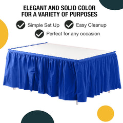 Dark Blue Plastic Table Skirt | 6 Pack - 168 in. x 29 in.