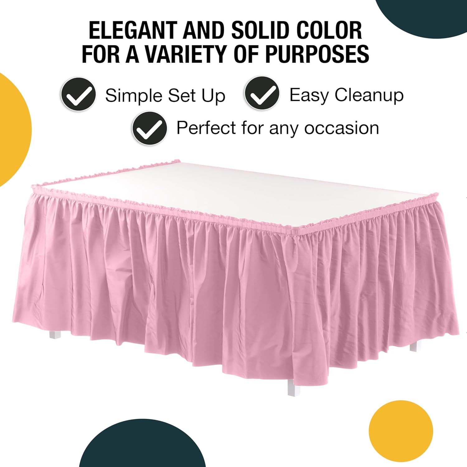 Pink Plastic Table Skirt | 6 Pack - 168 in. x 29 in.