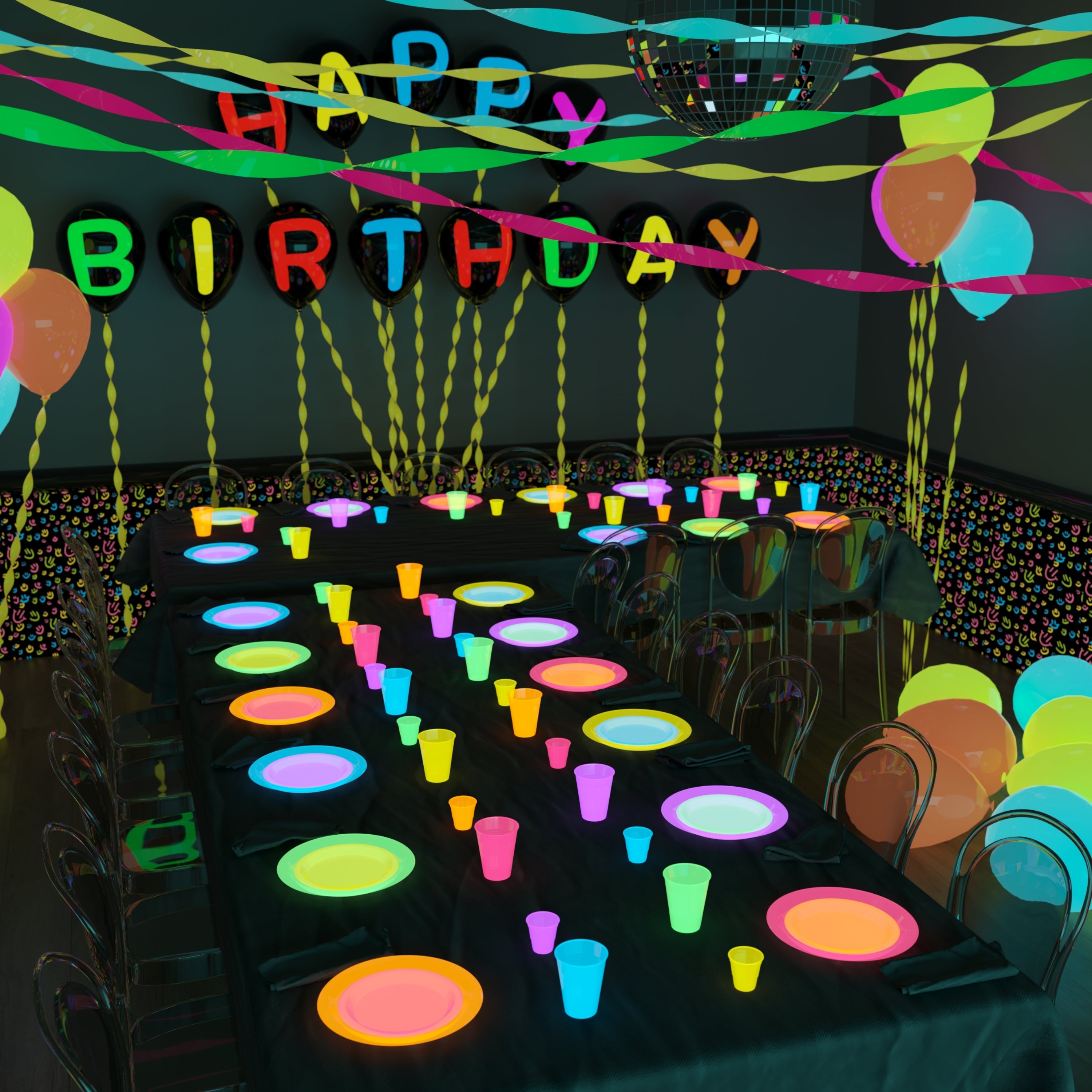 Unleashed - 7 In. Neon Assorted Color Plastic Plates - 60 Ct.