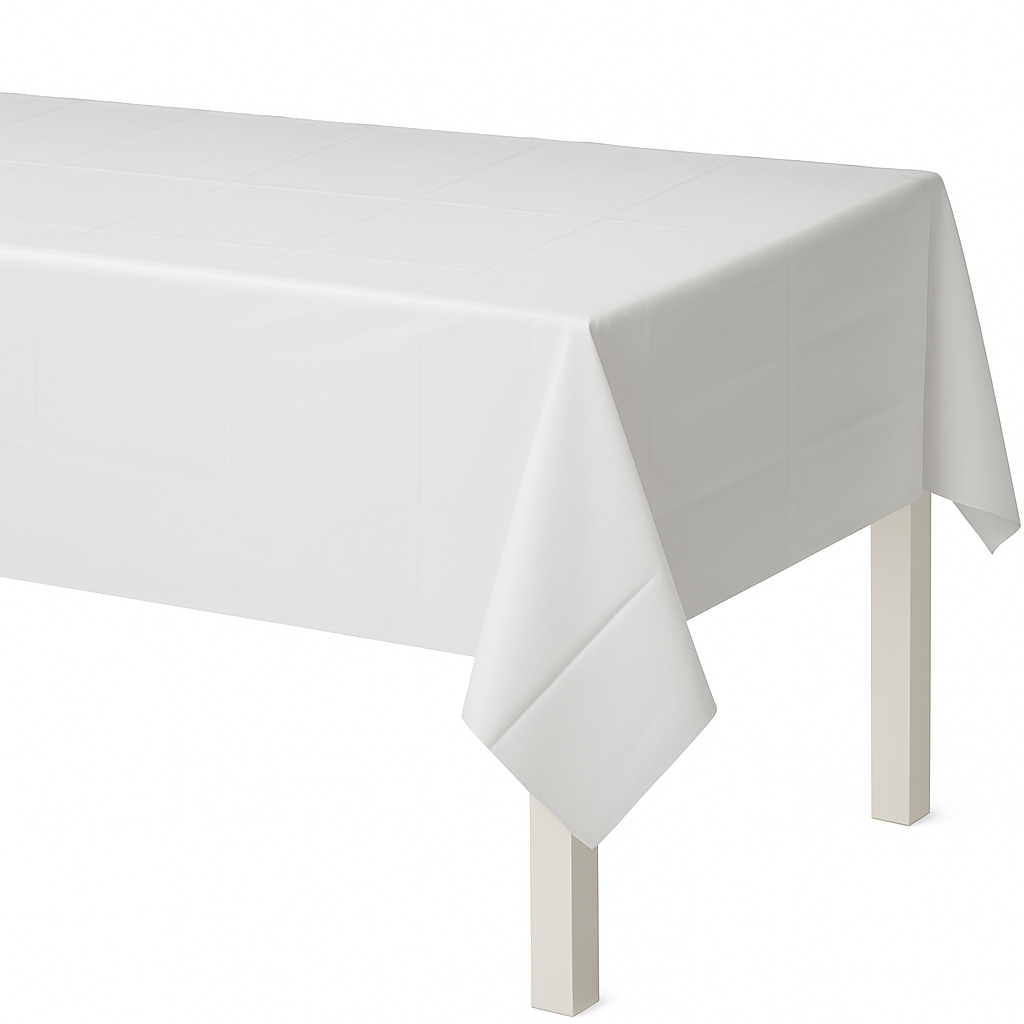 Classic White Plastic Table Cover - 54" x 108"
