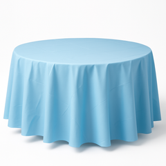 Pastel Blue Round Plastic Table Cover - 84"