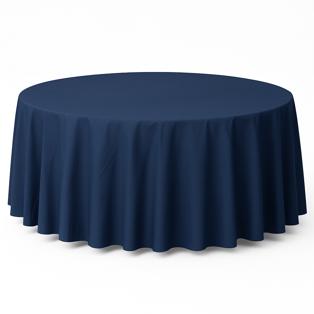 True Navy Round Plastic Table Cover - 84"