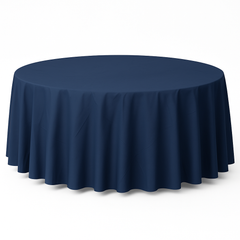 True Navy Round Plastic Table Cover - 84"
