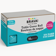 Caribbean Blue Plastic Table Cover Roll with Slide Cutter