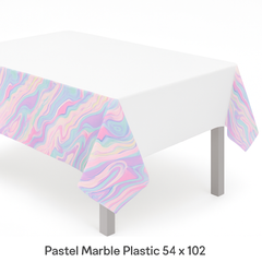 Pastel Marble Plastic Table Cover - 54" x 102"