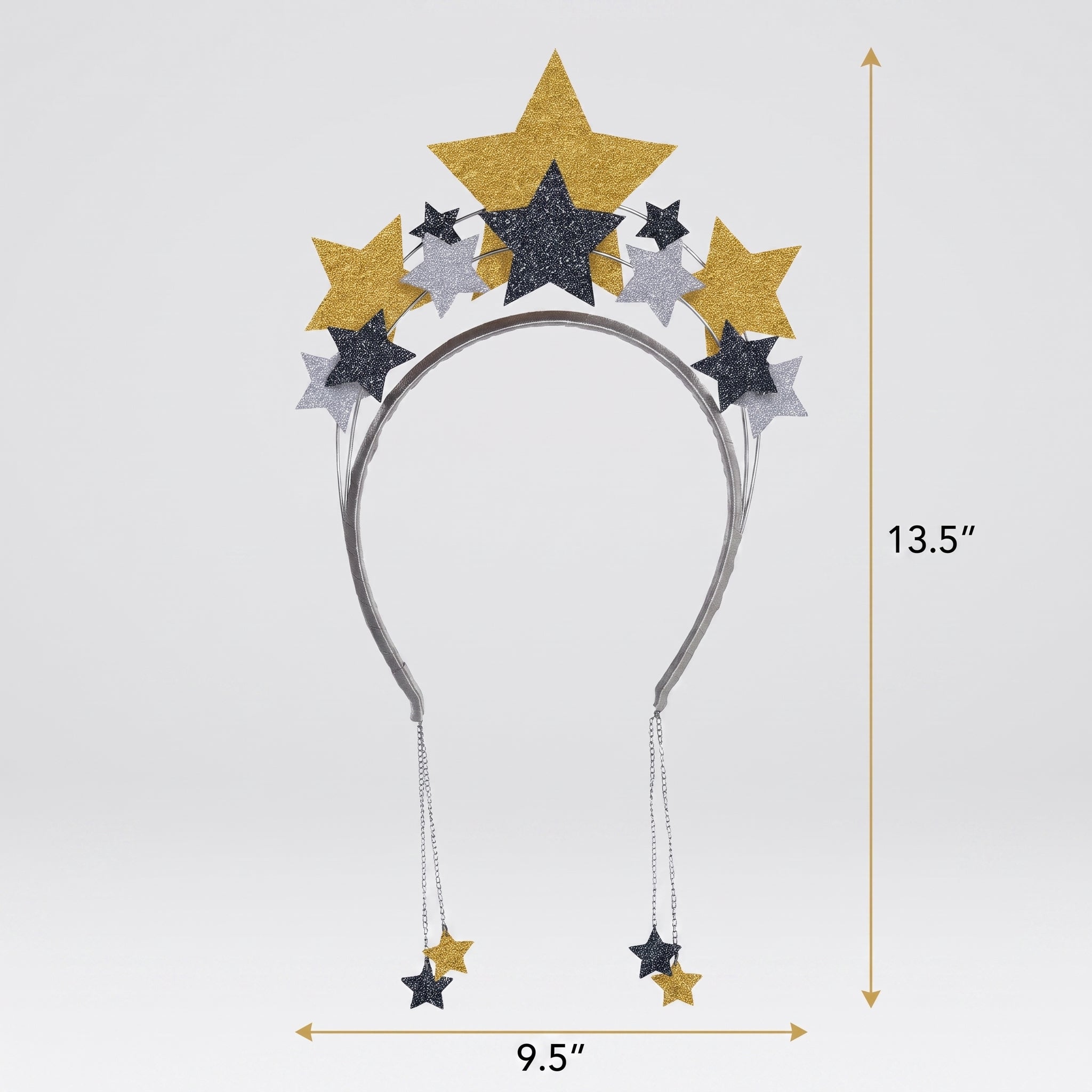 New Year's Eve Dangling Star Headband - Black, Silver & Gold