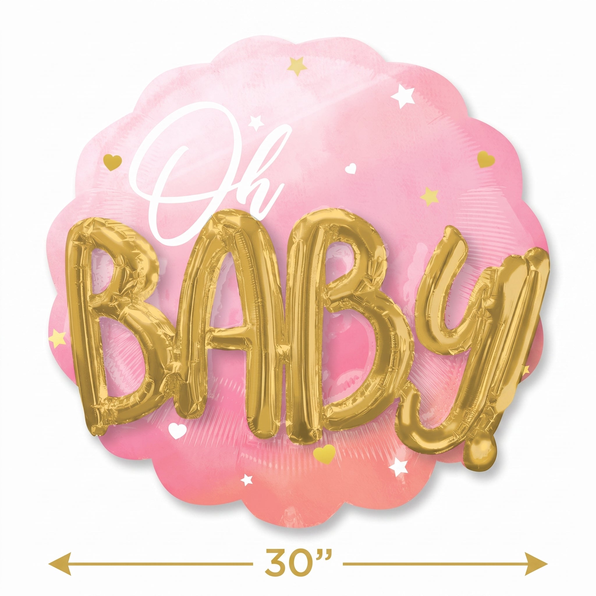 Oh Baby Pink & Gold Foil Super Shape Balloon