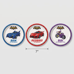 Warner Bros Batwheels 7" Round Paper Plates - Set of 3