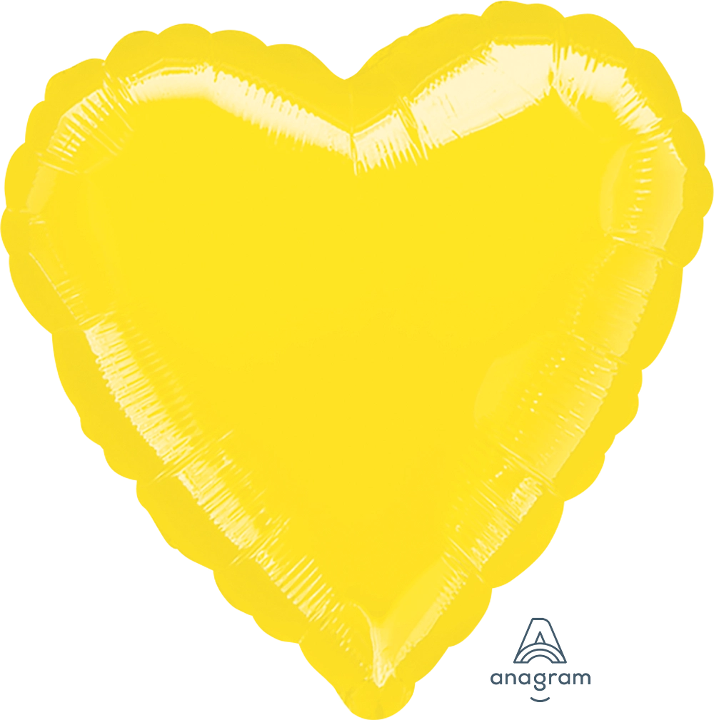 19" Yellow Metallic Heart Balloon