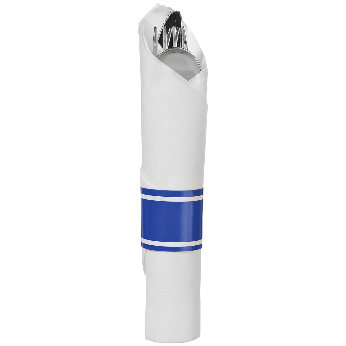 Premium Rolled Cutlery with Guest Towel - Royal Blue, 10 pack