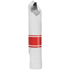 Premium Apple Red Rolled Cutlery Set with Guest Towel  - 10 pack