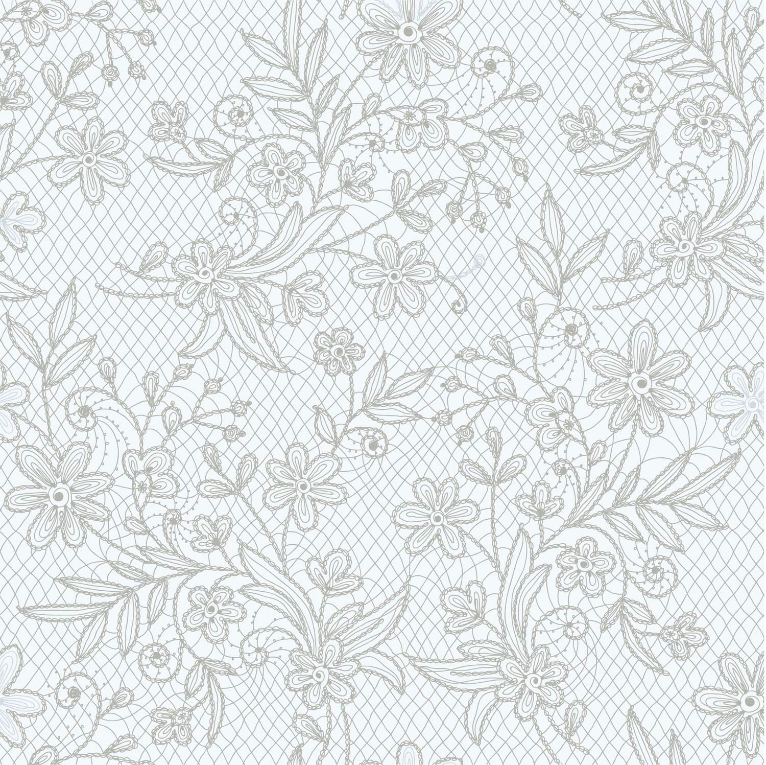 Silver Floral Plastic Table Cover | Case of 48