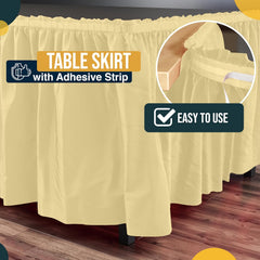 Light Yellow Plastic Table Skirt | 6 Pack - 168 in. x 29 in.