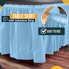 Light Blue Plastic Table Skirt | 6 Pack - 168 in. x 29 in.