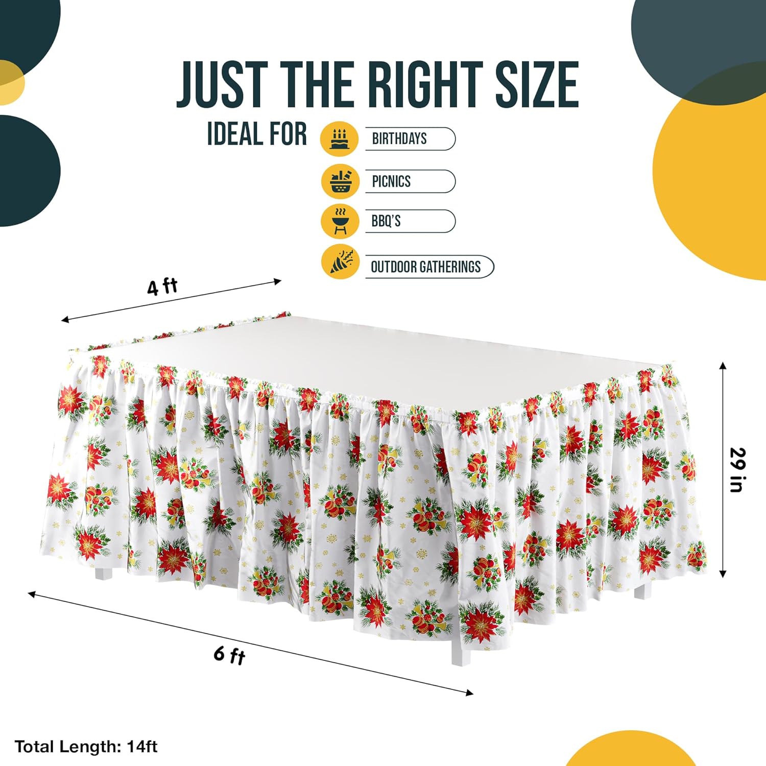 Christmas Printed Table Skirt | 6 Pack - 14 ft. x 29 in.