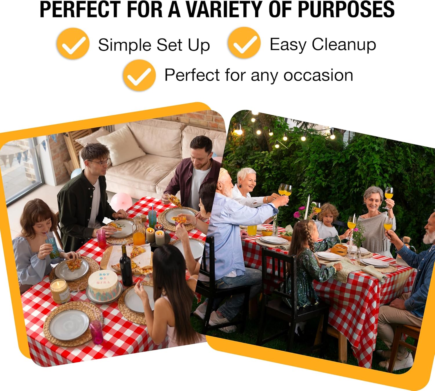 Red Gingham Plastic Table Cover